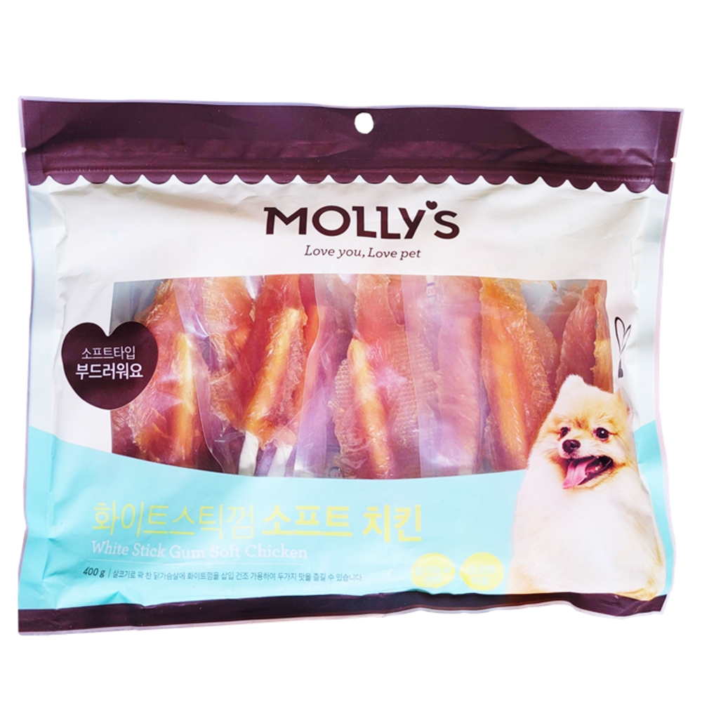 몰리스 반려견 애견 화이트 스틱껌 소프트오리 / 소프트치킨 개껌 400g : 성북스토어
