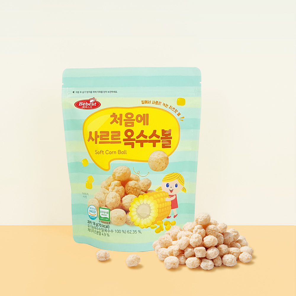 [정기구독] 베베스트 튀기지 않아 고소하고 담백한 처음에 사르르 6개 옥수수볼 콘칩 유기농 옥수수 과자 간식 : 베베스트 공식몰