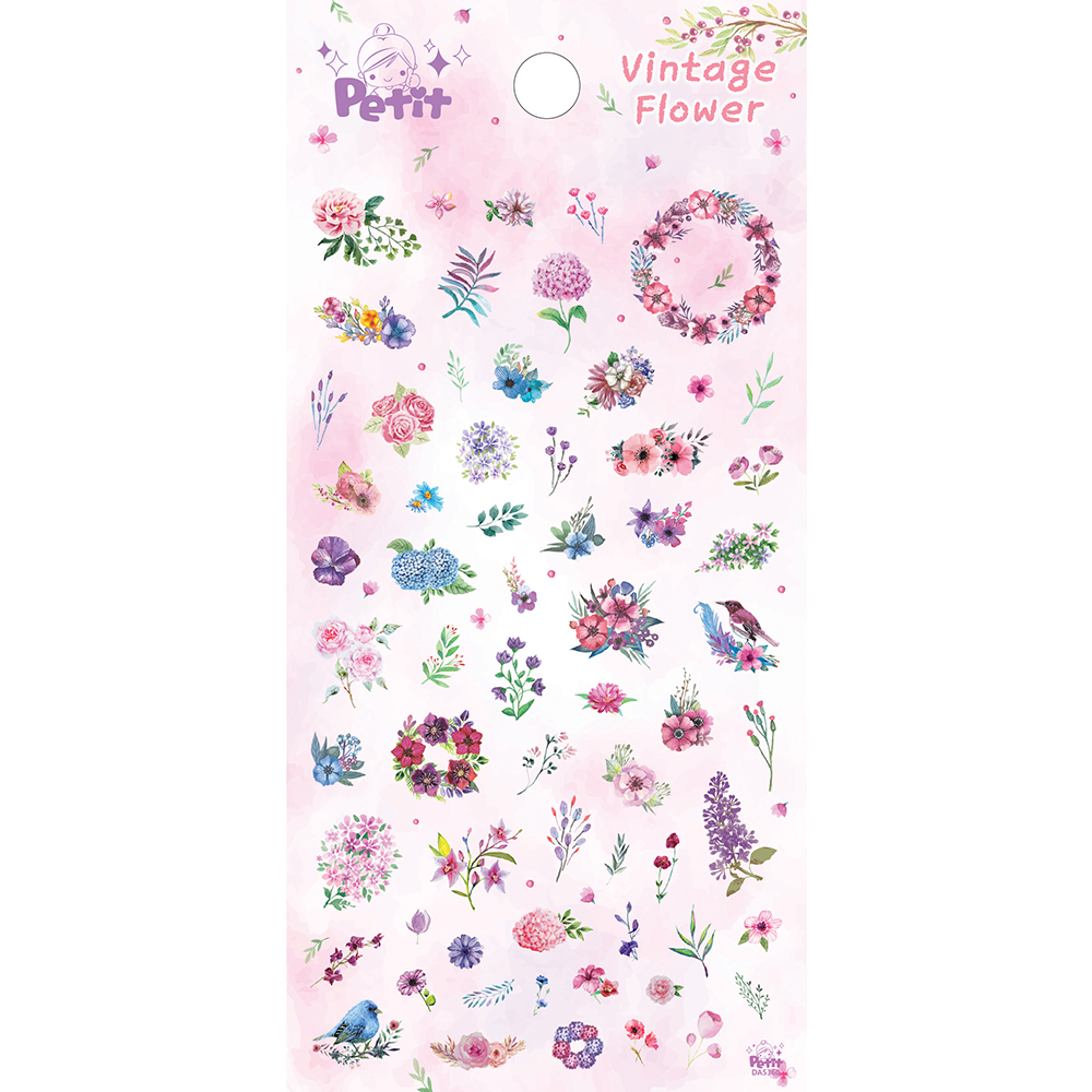 DA5360 Vintage Flower 빈티지 플라워 쁘띠팬시 다이어리 캘린더 계절 시즌 봄 꽃 스티커 : 쁘띠팬시