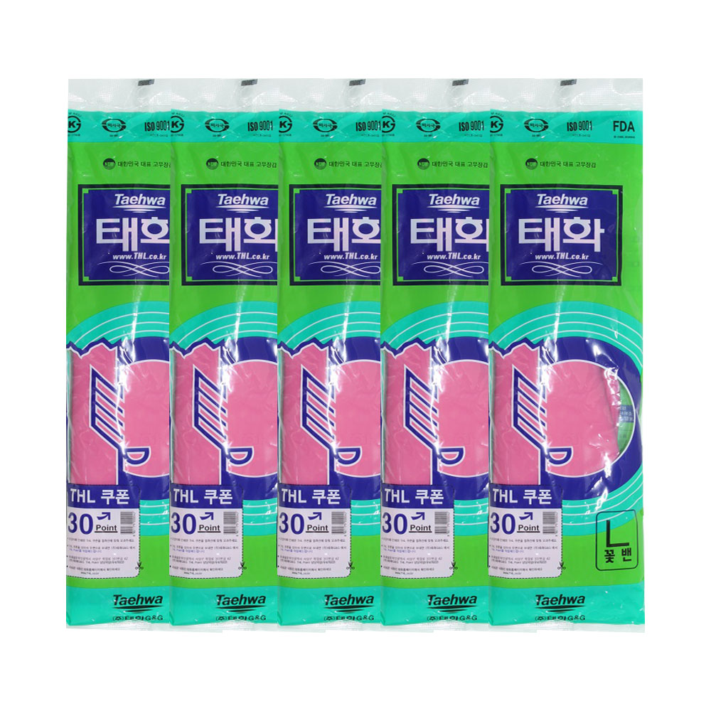 태화 고무장갑 꽃밴 L 핑크 5개 설겆이 세탁 청소 : 에스엠크린