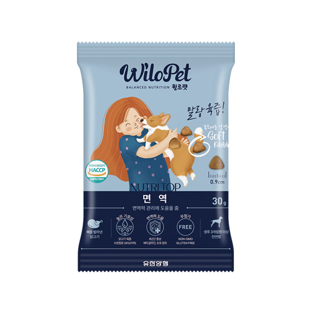 유한양행 윌로펫 뉴트리탑 강아지 소프트사료 샘플 30g (퍼피/ 어덜트/ 시니어/ 면역) : 페슬러
