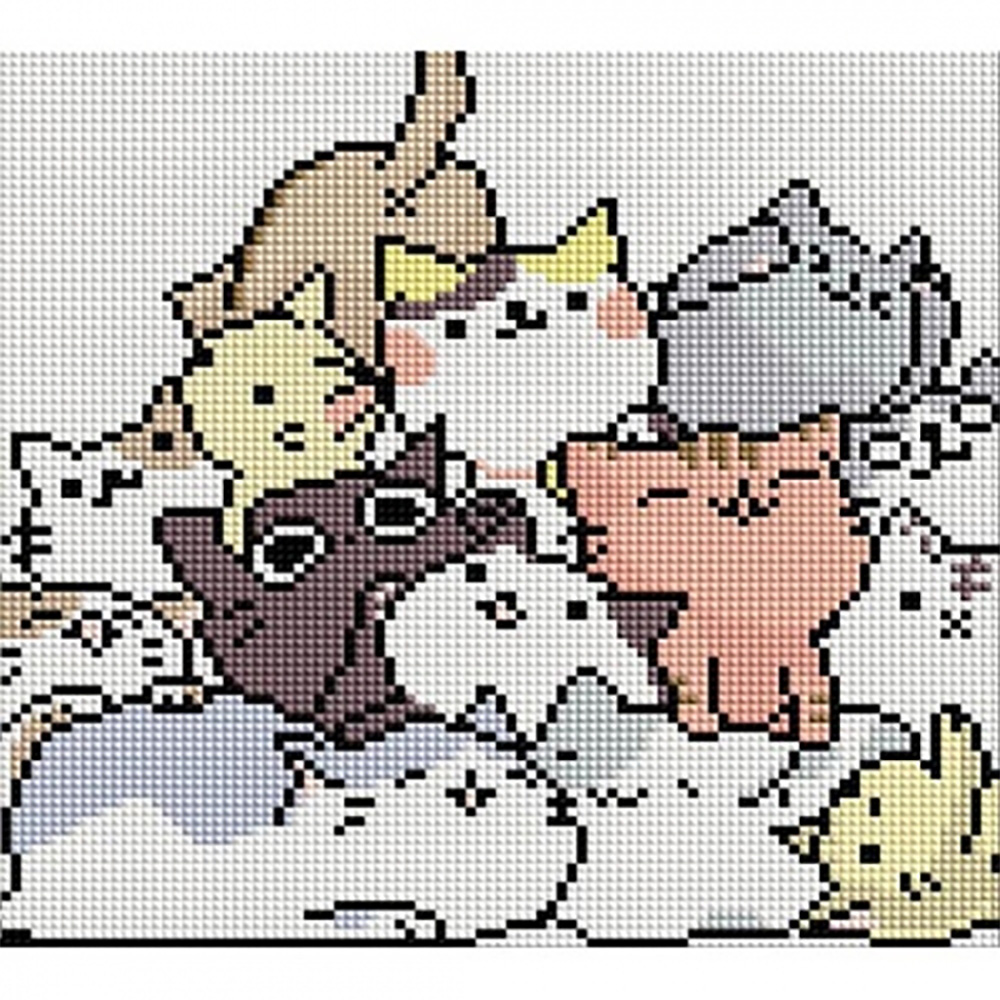 [보석자수] Y3D 고양이친구들 27.6x26.8cm : 더십자수