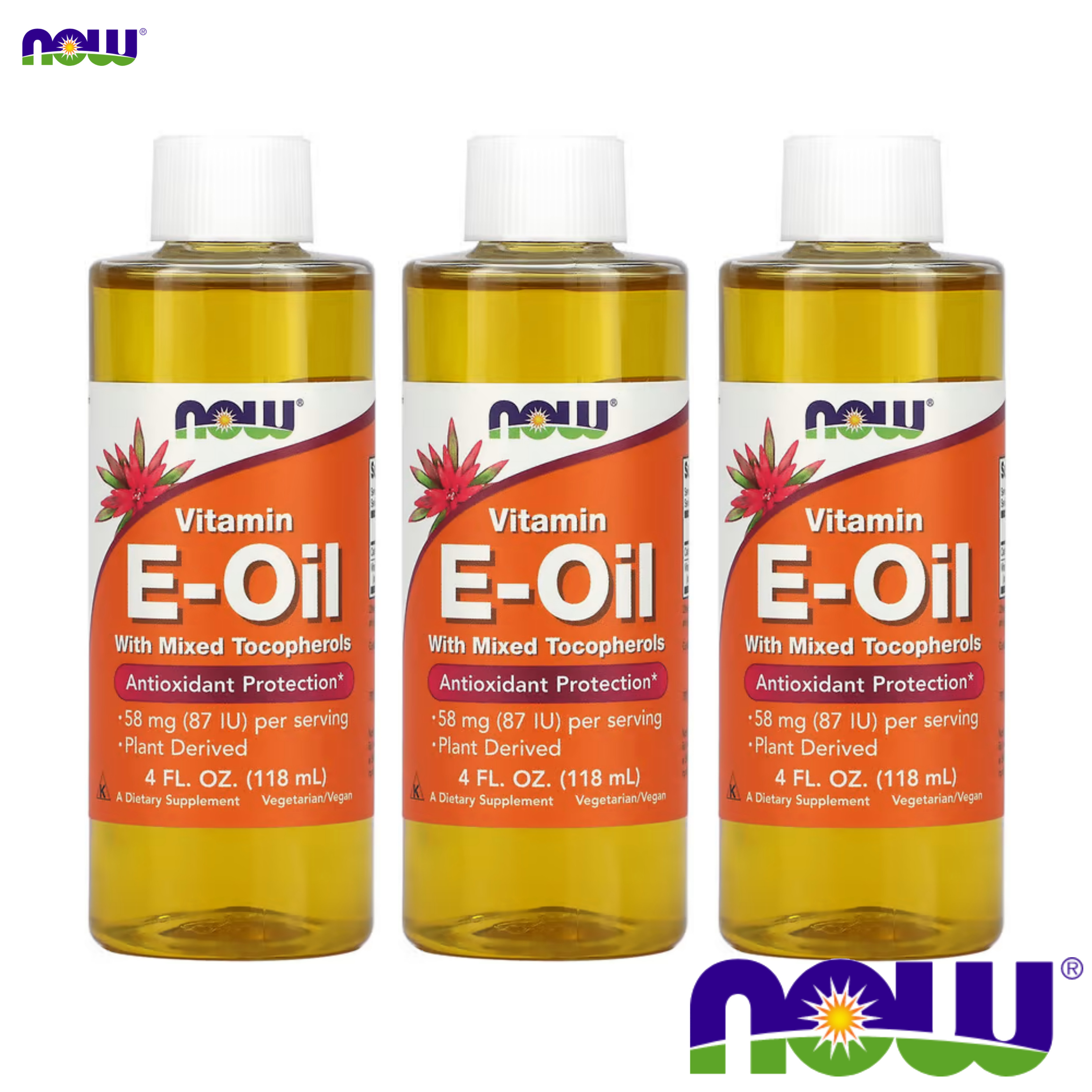 나우푸드 내추럴 E-오일 믹스 토코페롤 4 fl oz 118 ml 3팩 비타민E 칼로리 : 테나시아