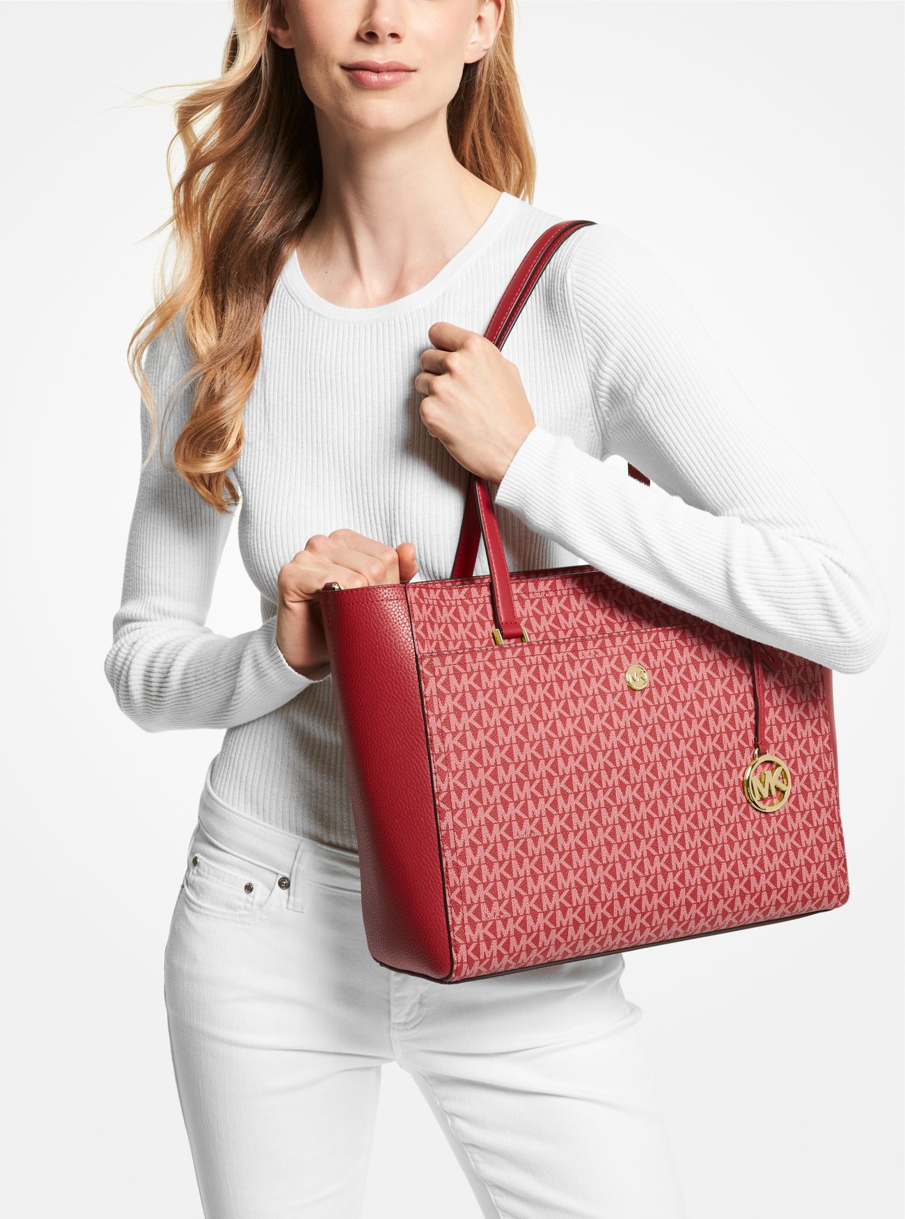 MICHAEL KORS Maisie Large Logo 3-in-1 Tote Bag 35T1G5MT7B Chili Multi : 브랜드 월드