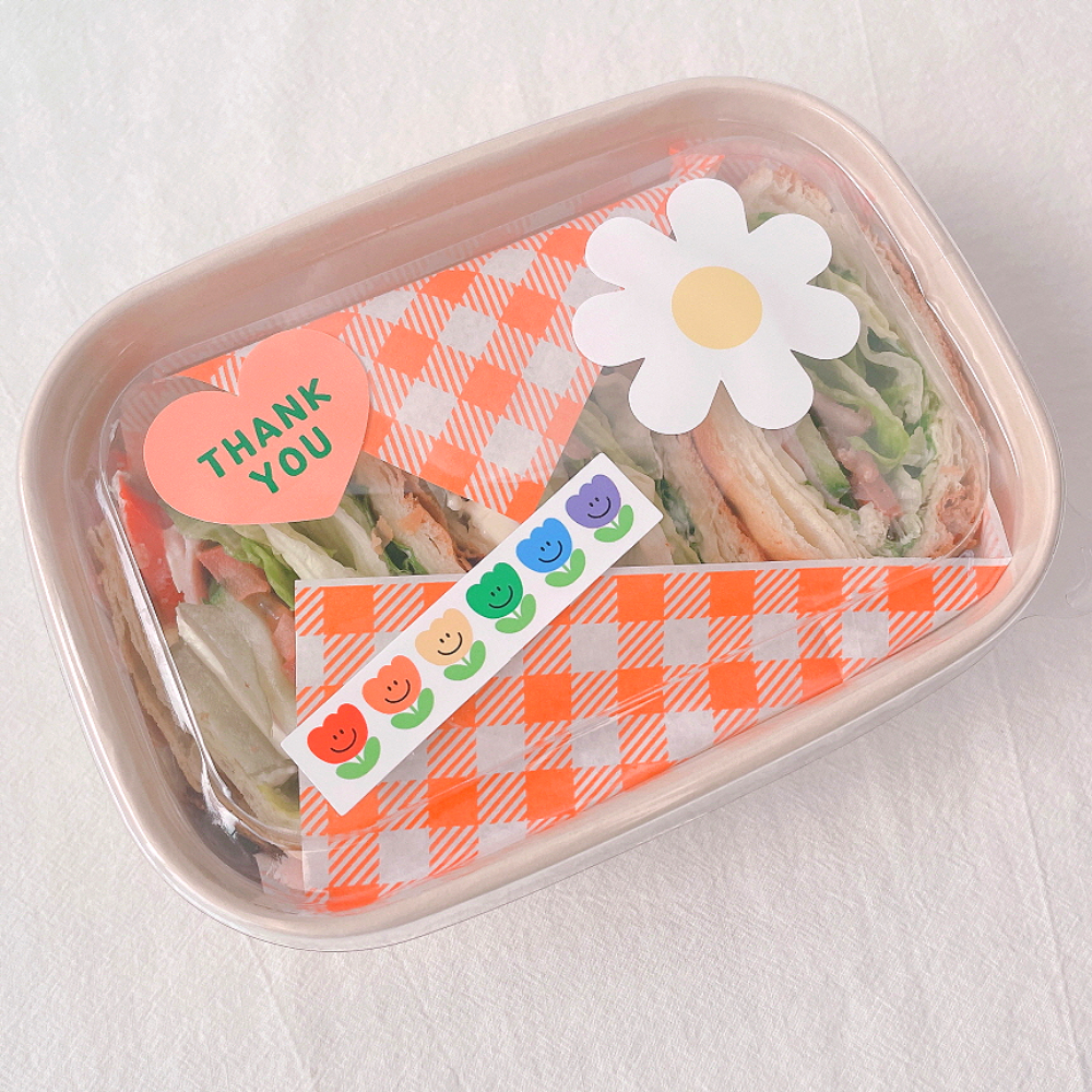 뚜껑있는 일회용 포장 용기 크라프트 샌드위치 케이스 샐러드 김밥 떡 포장 용기 S : 제이든앤루시