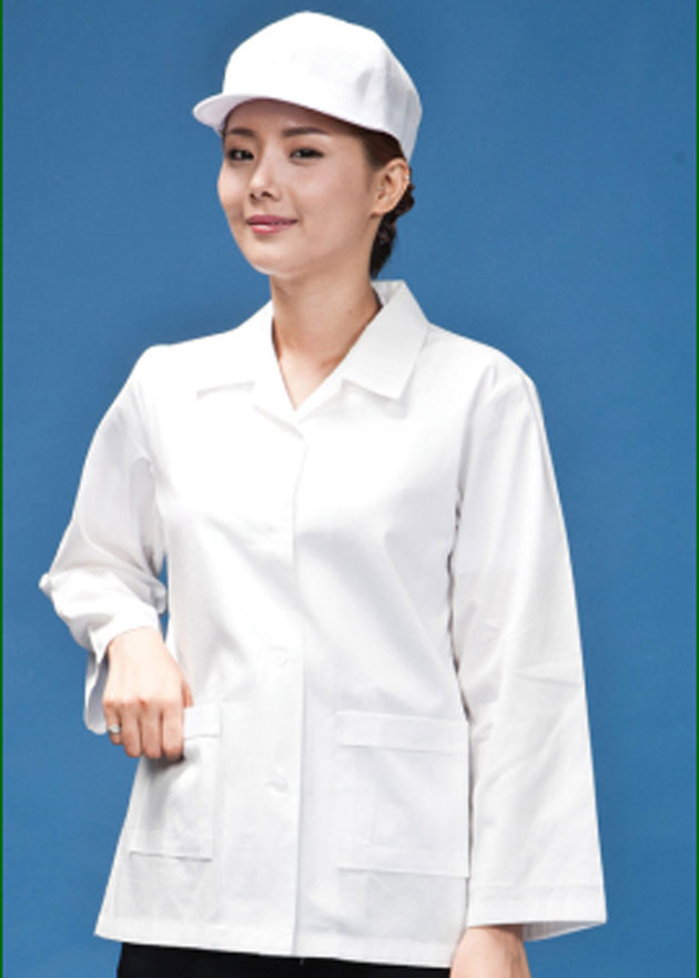 [까운나라]  K-11 백색30수통소매 위생복 : 까운나라