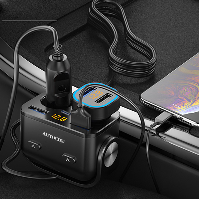 오토코스 차량용 시거잭 2구 멀티소켓, QC3.0 USB PD C타입 듀얼 포트 고속충전기 QC4.0 : 도라이카