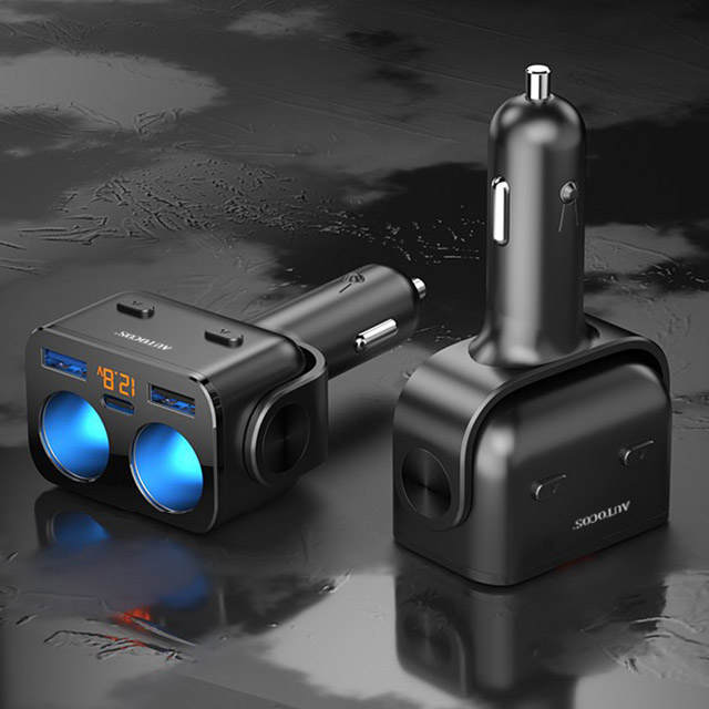 오토코스 차량용 시거잭 2구 멀티소켓, QC3.0 USB PD C타입 듀얼 포트 고속충전기 QC4.0 : 도라이카