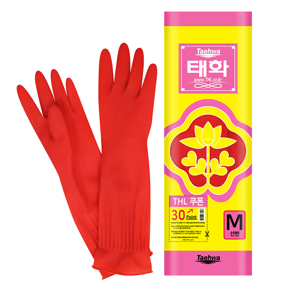 태화고무장갑 썬밴 M 레드 10개입 : 청소해결사