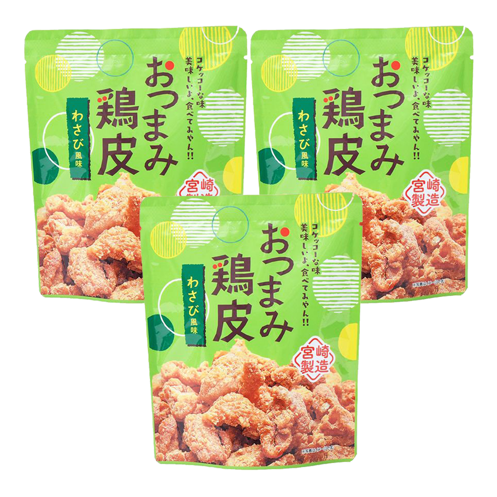 네오푸드 오츠마미 닭껍질 튀김 스낵 와사비맛 50g x 3개 : 키라키라숍