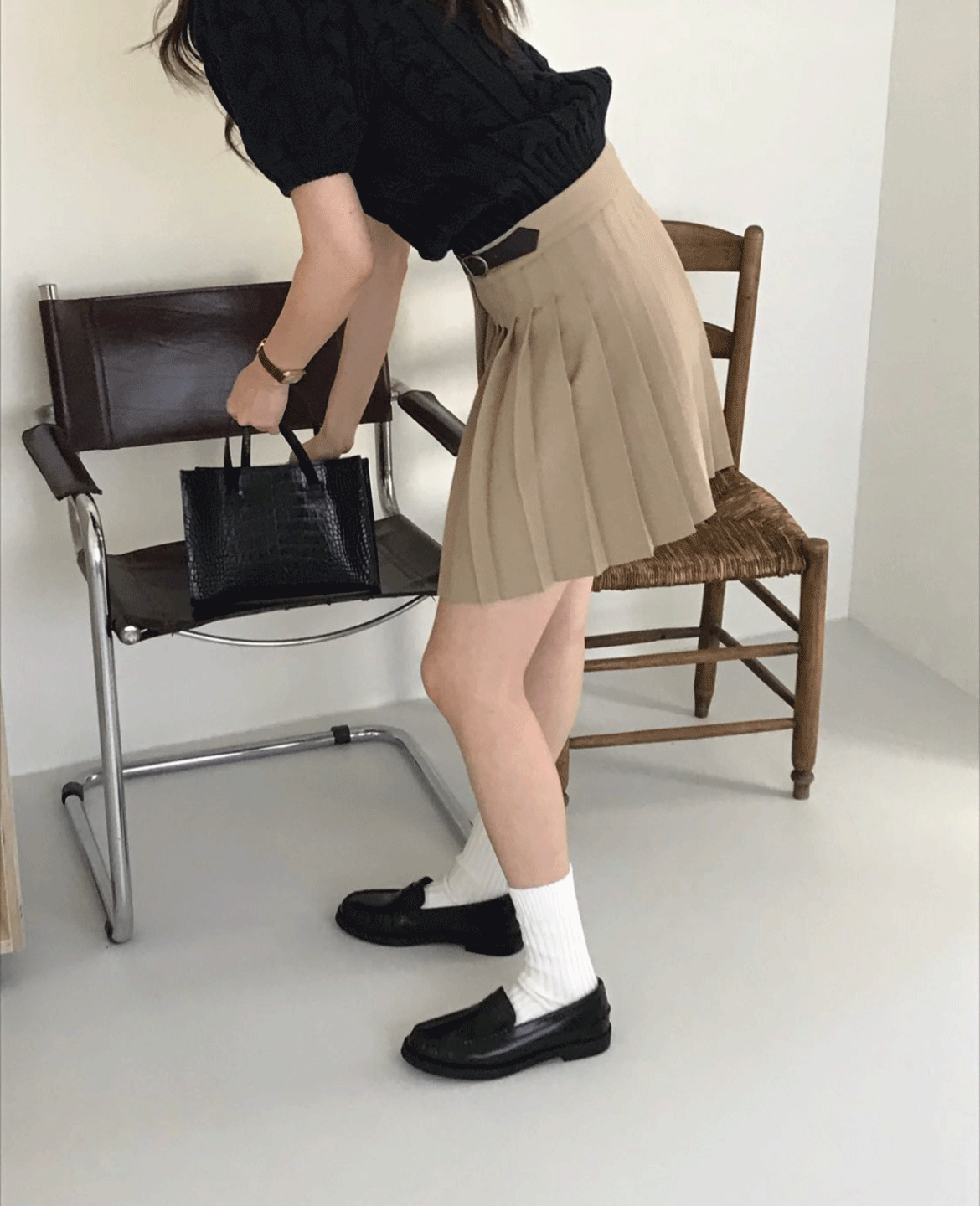 founders 파운더스 뉴 프레피 스커트 A라인 랩 플리츠 버클 미니 : 나우 어 데이즈