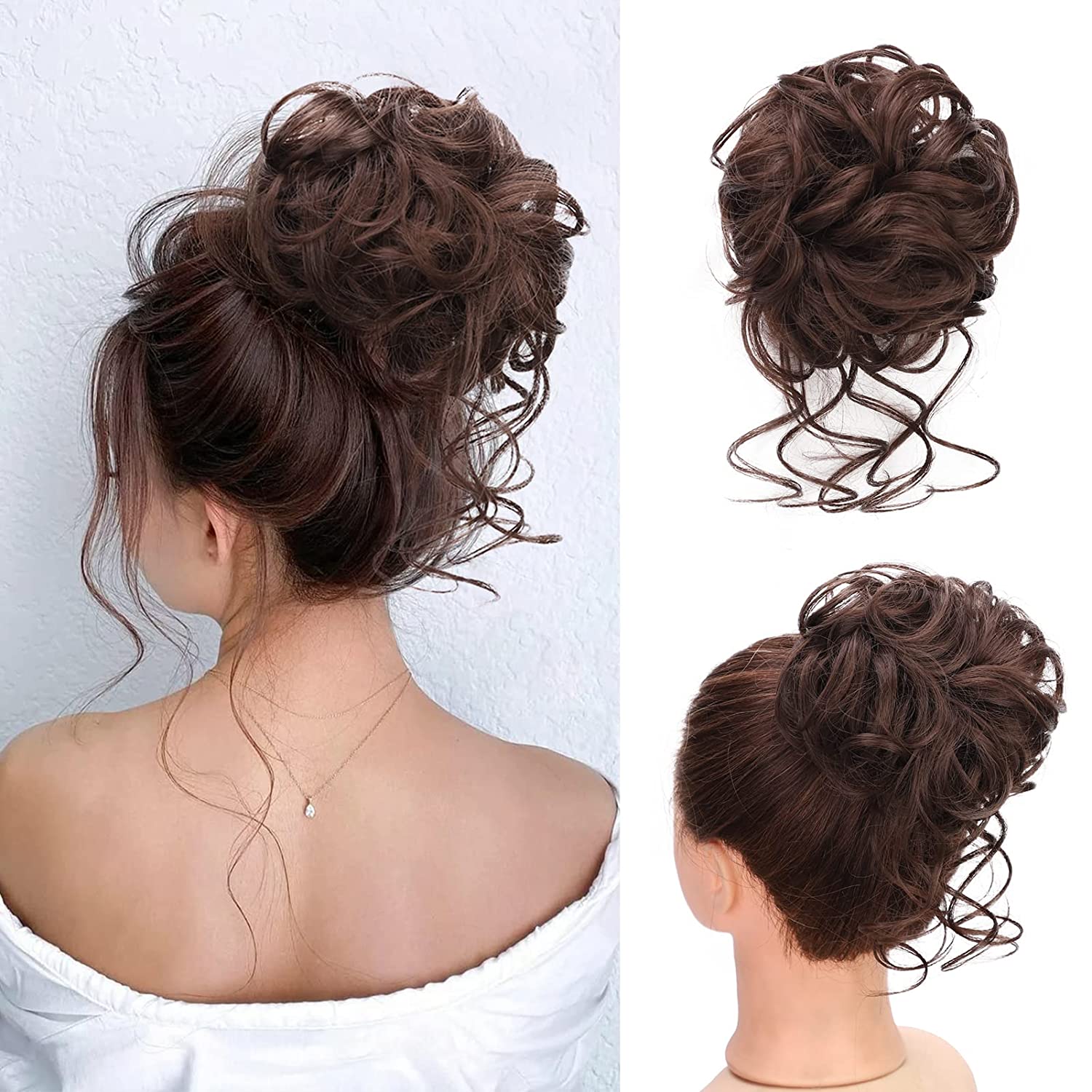 합성 머리 롤빵 Chignon 지저분한 곱슬 밴드 탄성 Scrunchy 거짓 헤어 : Hot place