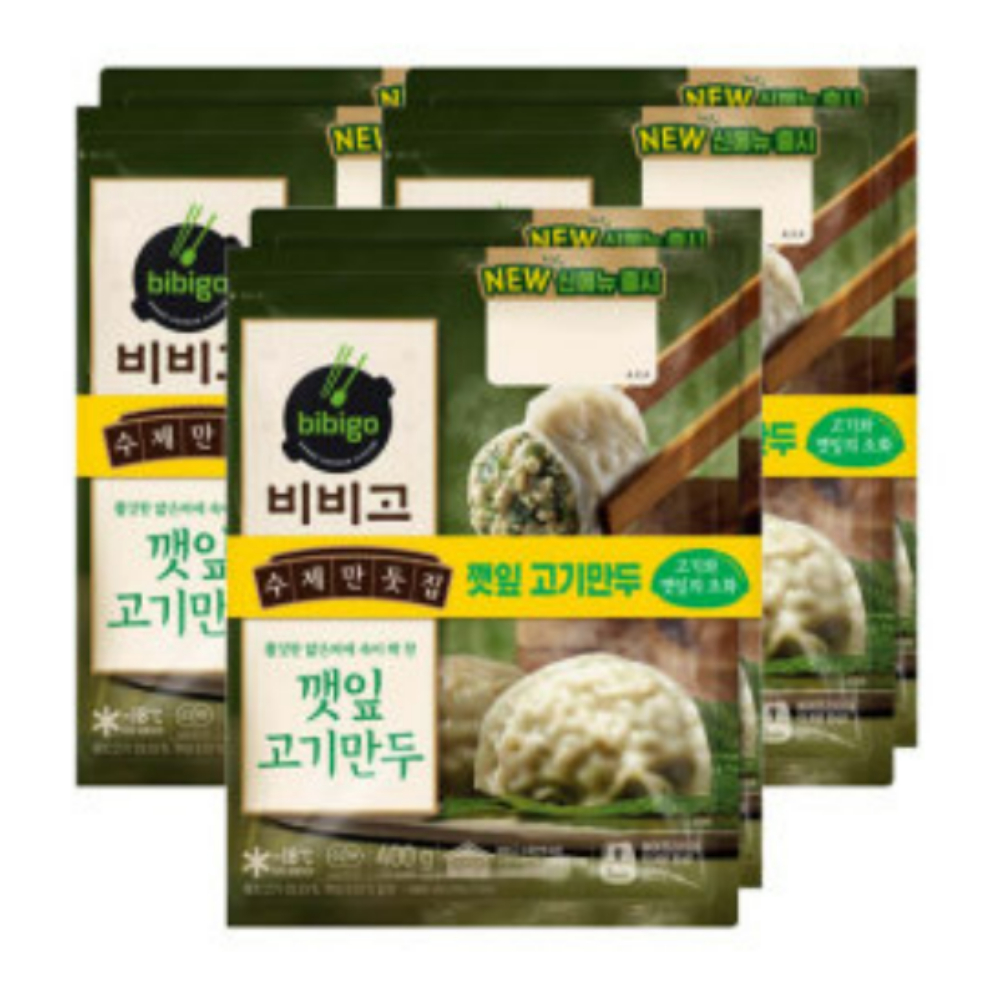 비비고 수제깻잎고기만두 400g 6개 왕교자 : 까까조