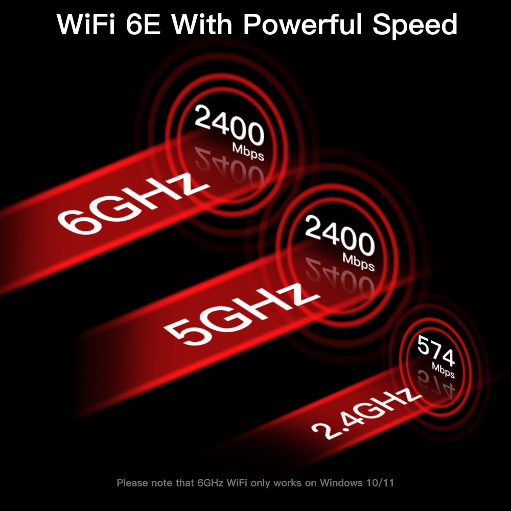 5374Mbps WiFi 6E 인텔 AX210 블루투스 5.2 트라이 밴드 2.4G/5G/6Ghz AX210NGW 802.11AX PCIe 무선 네트워크 카드 어댑터 Win10... 
