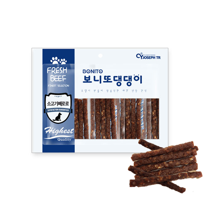 PET 보니또 댕댕이 소고기 빼로로 (300g x 5봉) 육포 강아지 애견 대용량 스틱 간식 노견 노령견 : 미스터의잡화상점