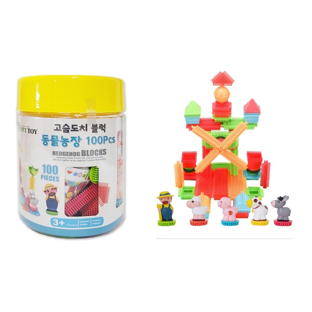 돈스텔 고슴도치 동물농장블럭 100P 아이들이좋아하는 불럭장난감 어린이집완구 : 산아이몰