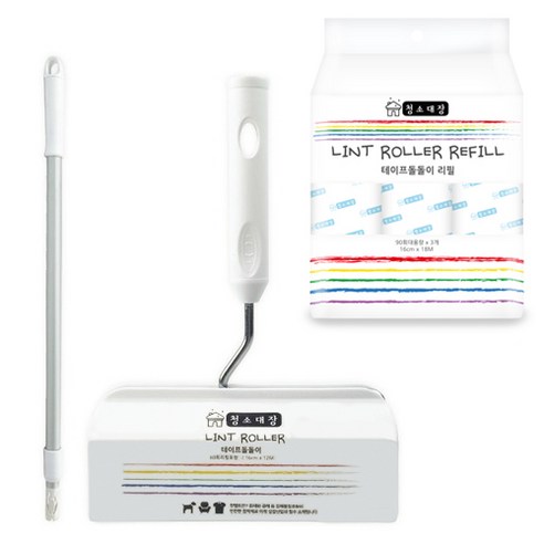청소대장 테이프크리너 1단 + 90회 리필 3p + 2단 롱핸들 : 월드크린 주식회사