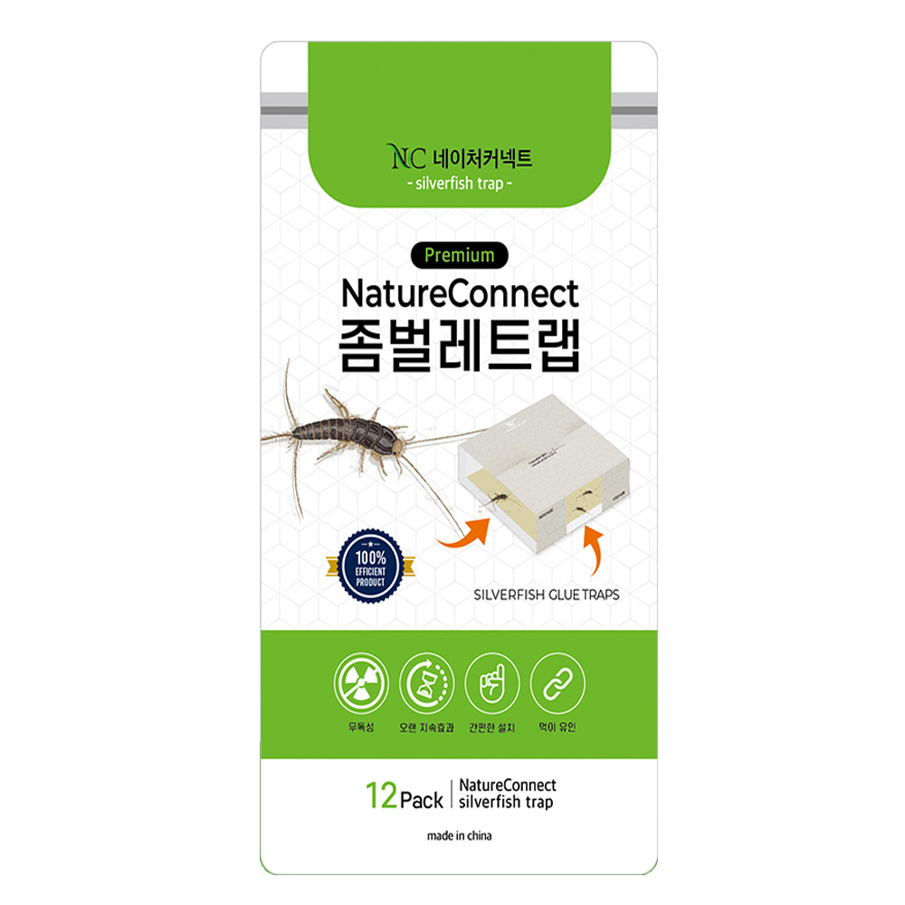 네이처커넥트 좀벌레 트랩 12개입 실버피쉬 방충제 제거 박멸 약 퇴치법 끈끈이 유인 : 네이처커넥트