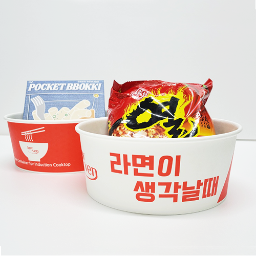 일회용 원형 라면용기 인덕션 종이용기 종이냄비 1900cc 300개 : 무인자판기 동서테크