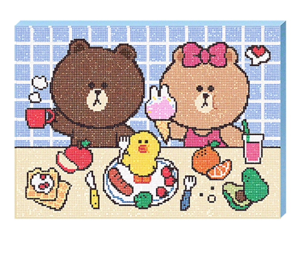 케이엠엘리 3D라인프렌즈 보석십자수 캔버스 해피디저트 : 홍이네 보석십자수