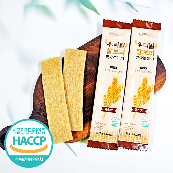 이담푸드 국산밀 우리밀 찰보리 만나쫀드기 23g 5개입 다이어트간식 76kcal 아이가먹어도 안전한 간식 : 이담푸드