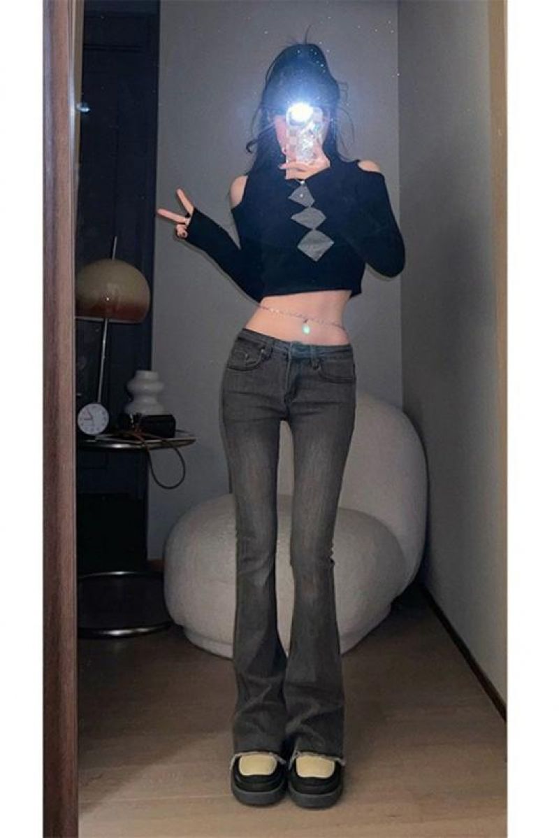 로라이즈 청바지 로우라이즈 골반바지 y2k 블랙진 : sunnny1004