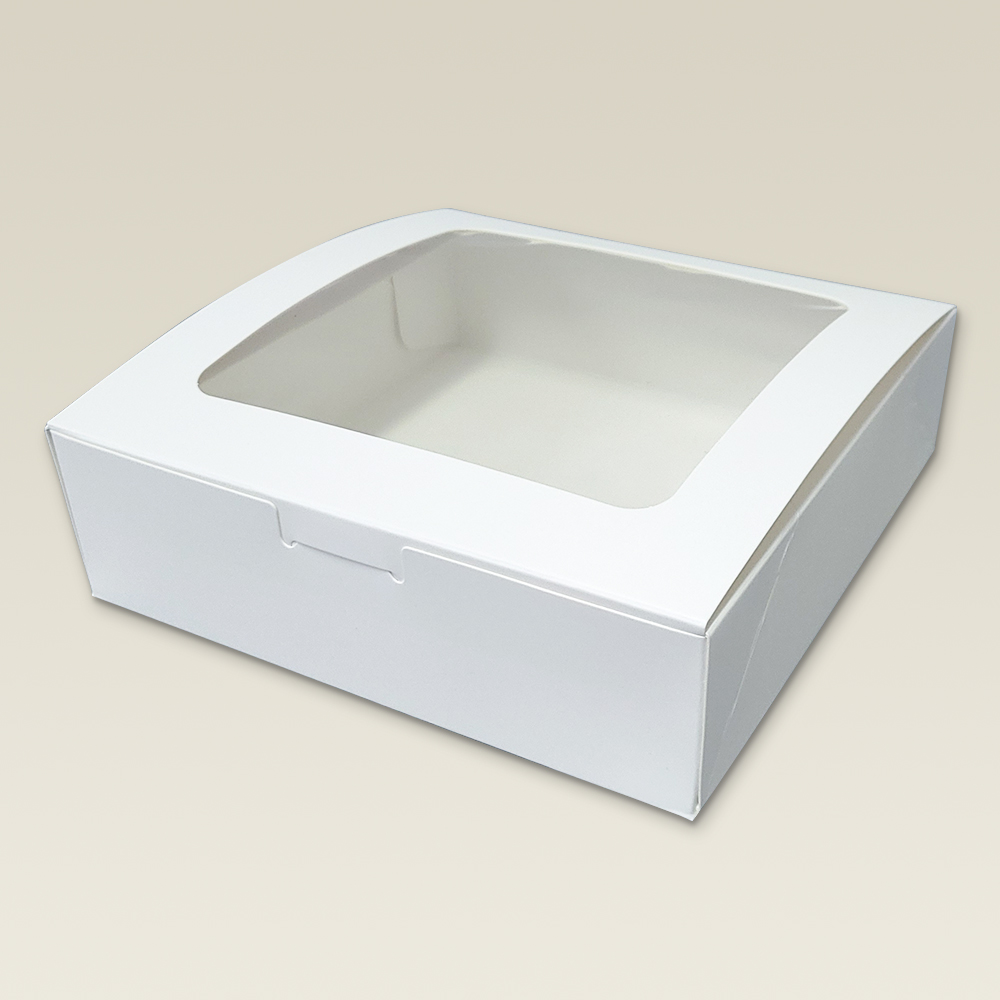 투명창 원터치상자 화이트180호 4매 50매 18x18x5cm 제과 케이크 빵 머핀 쿠키 마카롱 베이커리 : 원클릭패키지