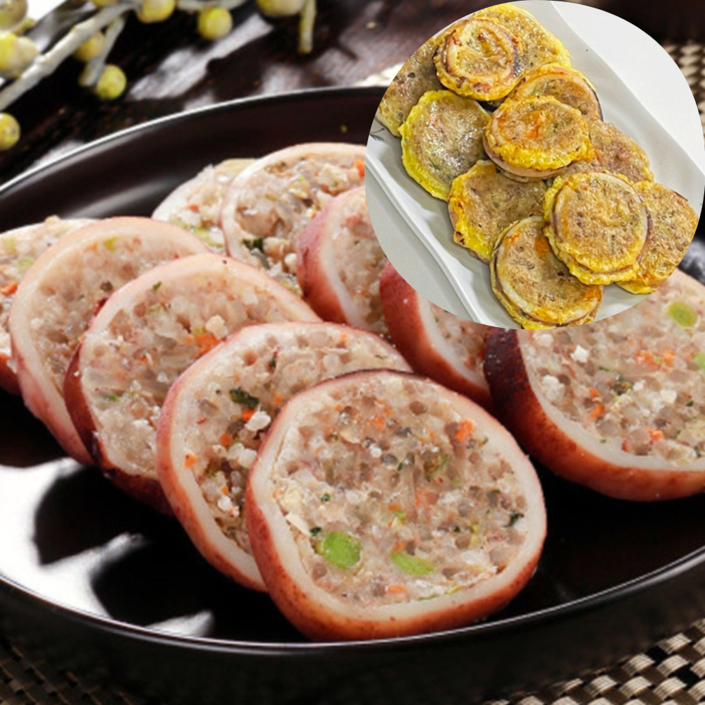 속초중앙시장 슬라이스 오징어순대 500g 옛날 찹쌀 야채 선지 수제 순대 진공 500g : 나드리코코
