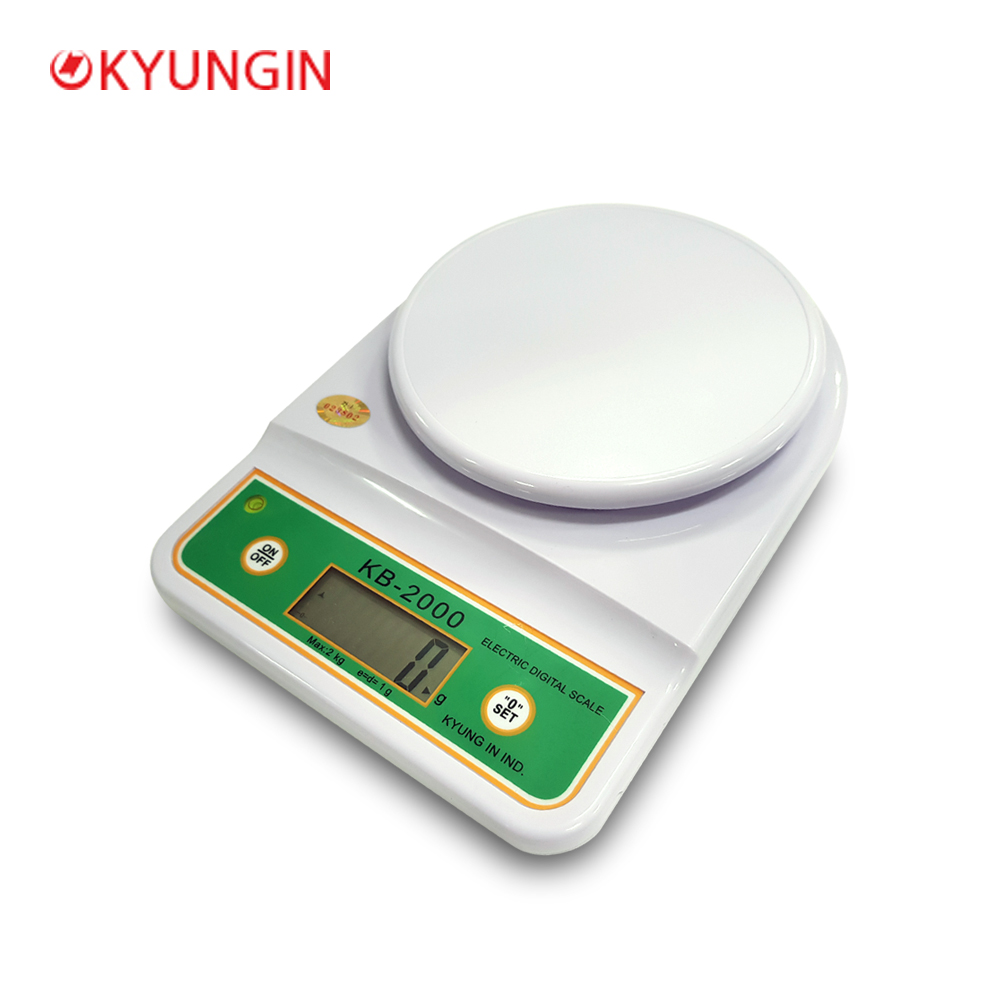 경인 디지털 주방저울 KB-2000 (2kg/1g) 전자저울 : 저울프라자