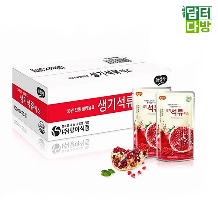 광야식품 생기석류 파우치 130ml 1BOX(30개입) : 담터다방
