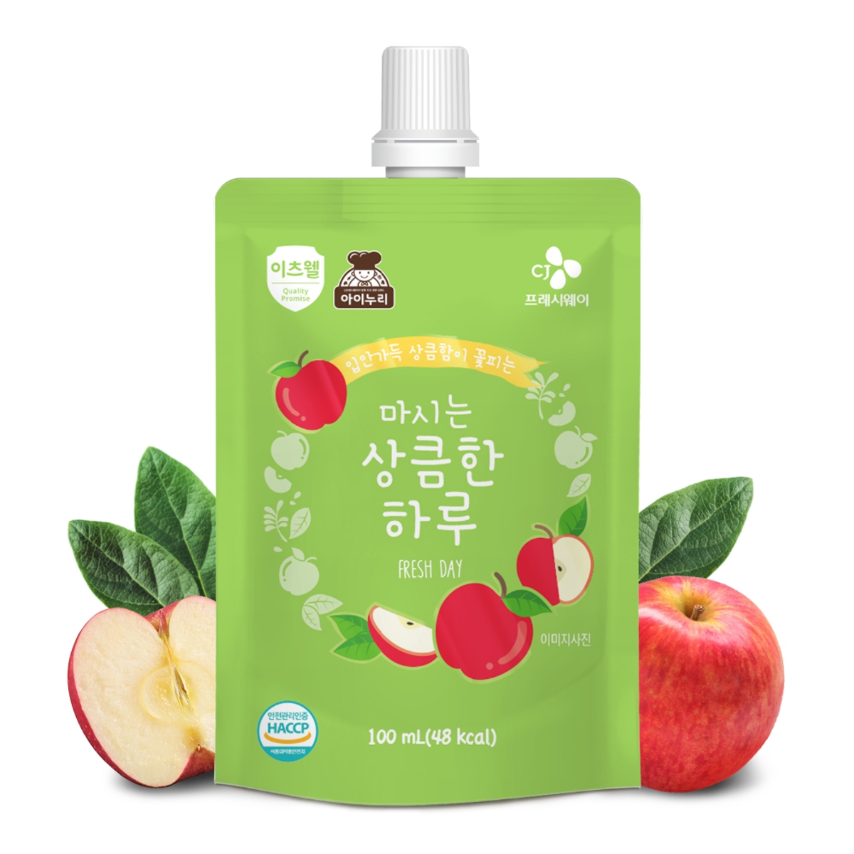 아이누리 마시는 상큼한하루 유기사과 100ml x 40개 : 그린푸드마켓