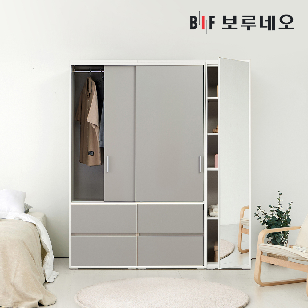 보루네오 캐빈 슬라이딩 옷장 1600 H세트 : BIF 보루네오가구