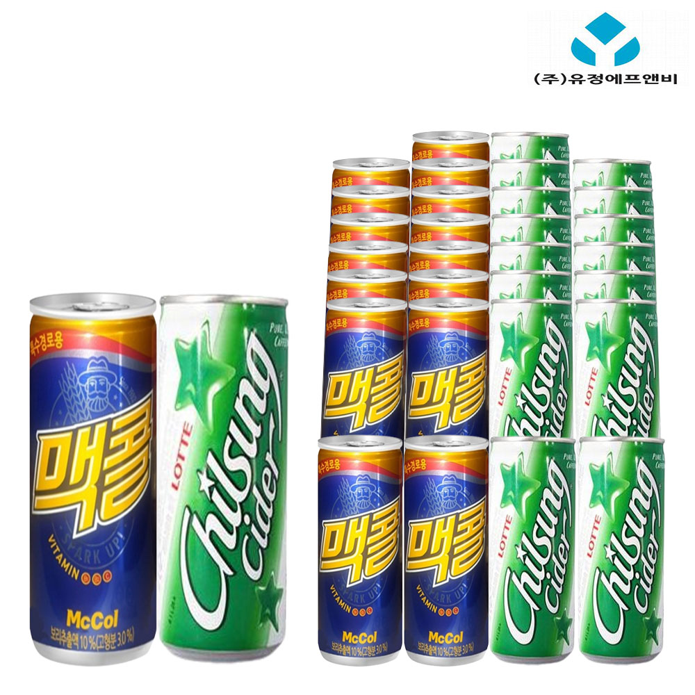 사이다 190ml + 맥콜 190ml x (각 15개) 총 30개 : 주식회사 대일유통