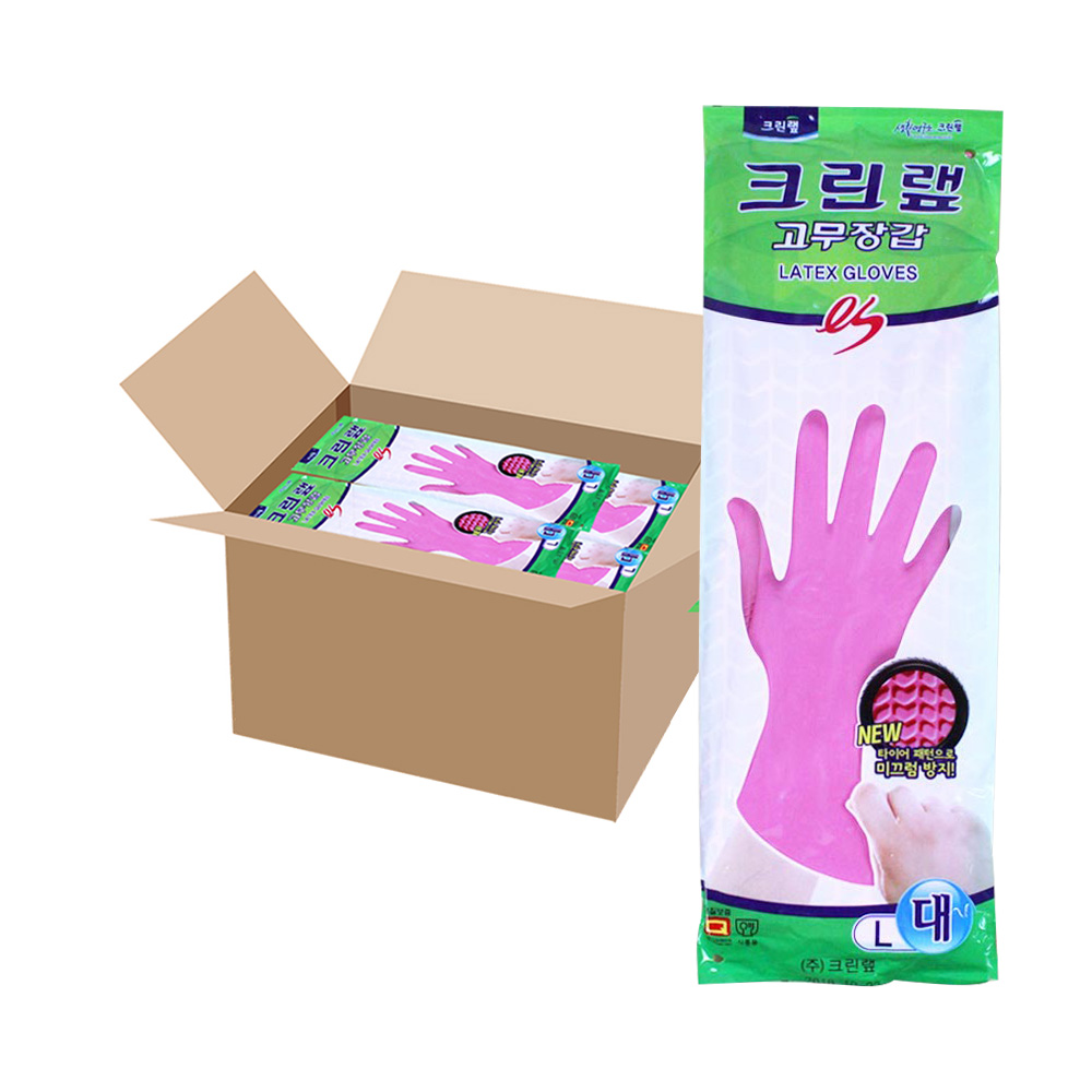 고무장갑 크린 설거지 주방고무장갑 ES 중1박스 100개입 : 마켓 인사이드