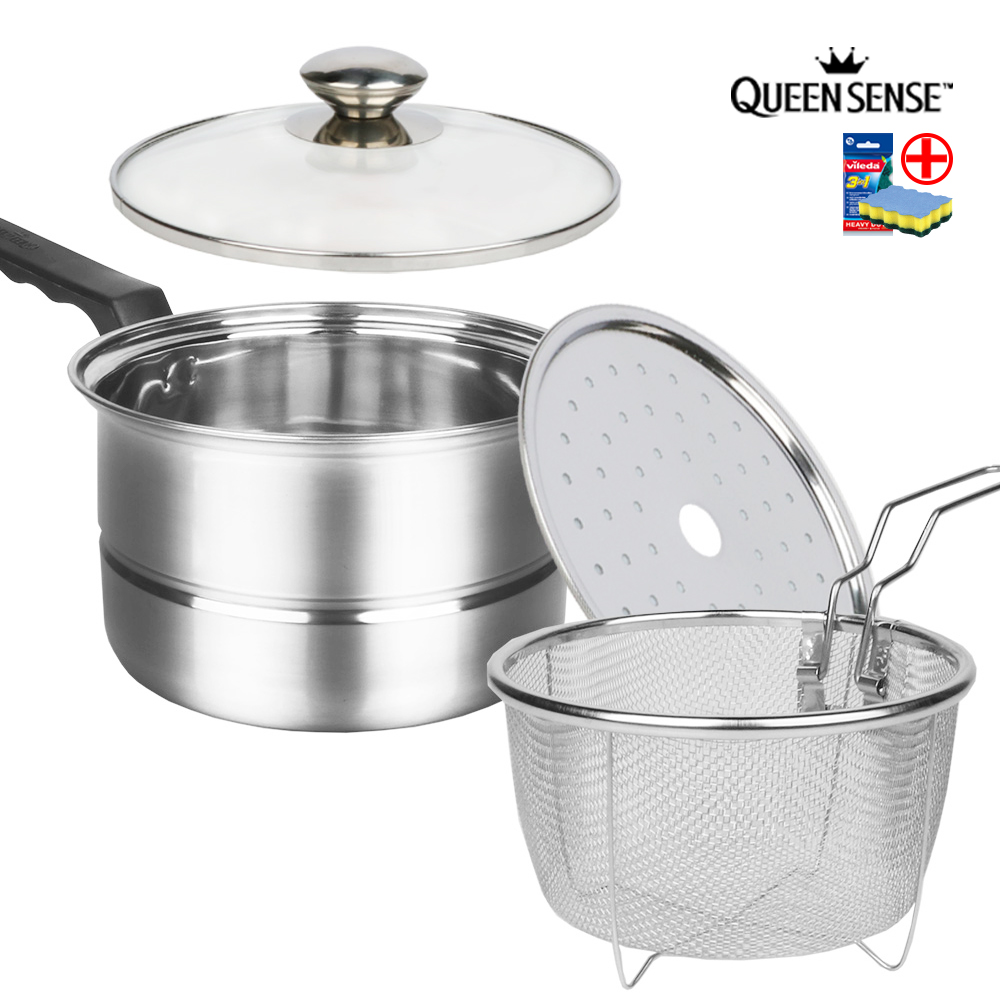 3in1 스텐 미니 찜기 찜냄비 국수망 16cm 1인 2인 이유식 야채 라면 : 리빙캐슬