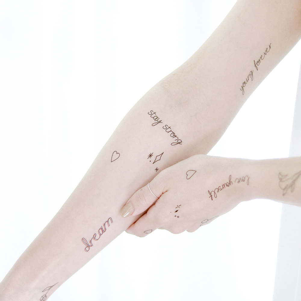 [KC인증]no.12 오늘의 일기 Medium_레터링 포인트악세사리 해외여행... 아이템 십자가 고래 하트 드로잉 미니 라인 타투 스티커 : 흙 스튜디오