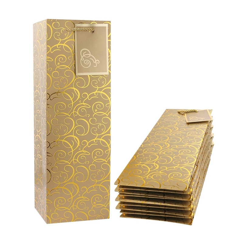 쇼핑백 와인 가방 종이 10 Pcs 핸들 단일 병 대량 스마스 파티 상점가방amp포장용품 : 나라오다