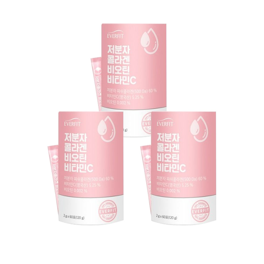 내츄럴플러스 - 에버핏 저분자콜라겐 비오틴 비타민C 2g x 60포 : 에버네이처