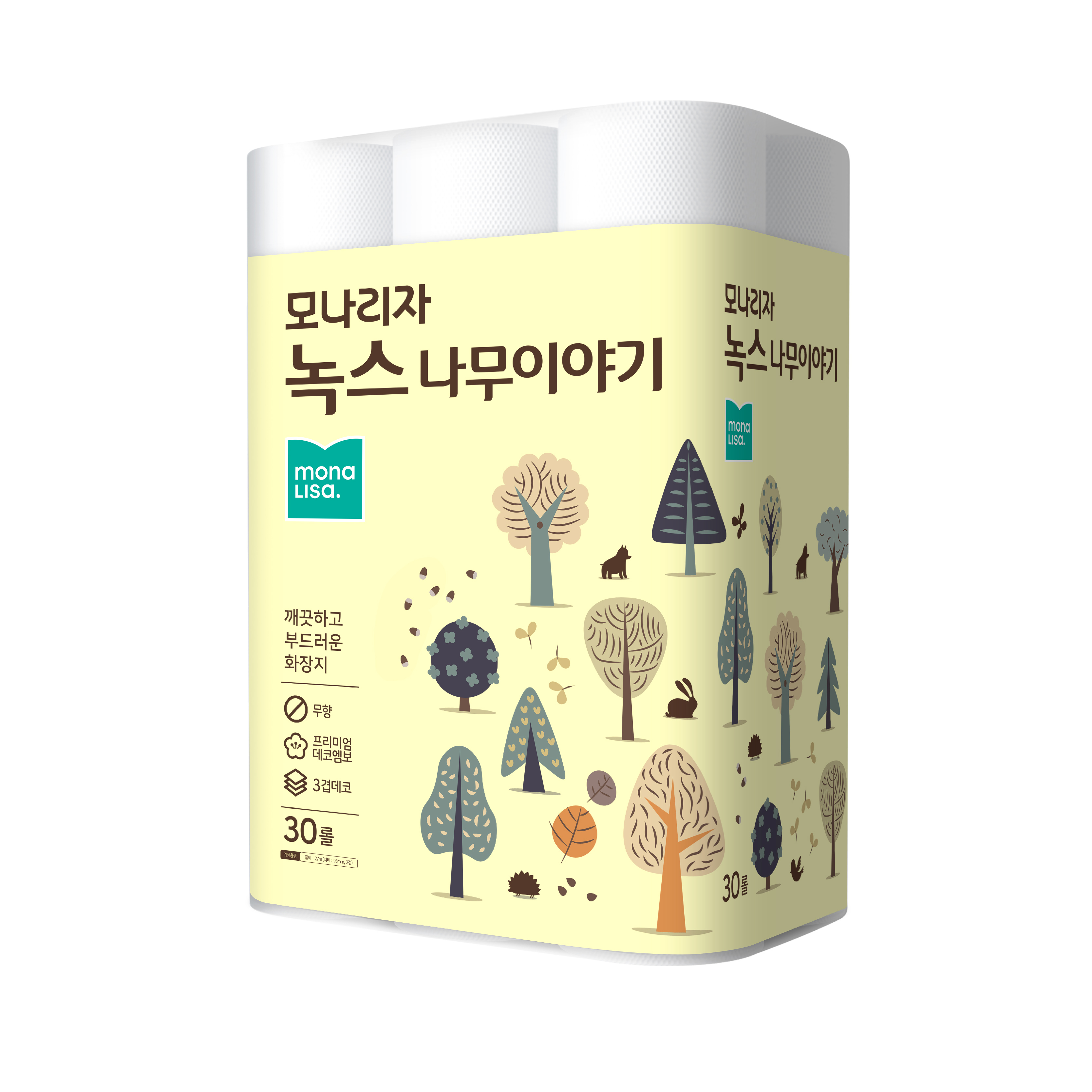 모나리자 녹스 나무이야기 3겹 27m 30롤, 1팩 (30롤) : 4982 MRO