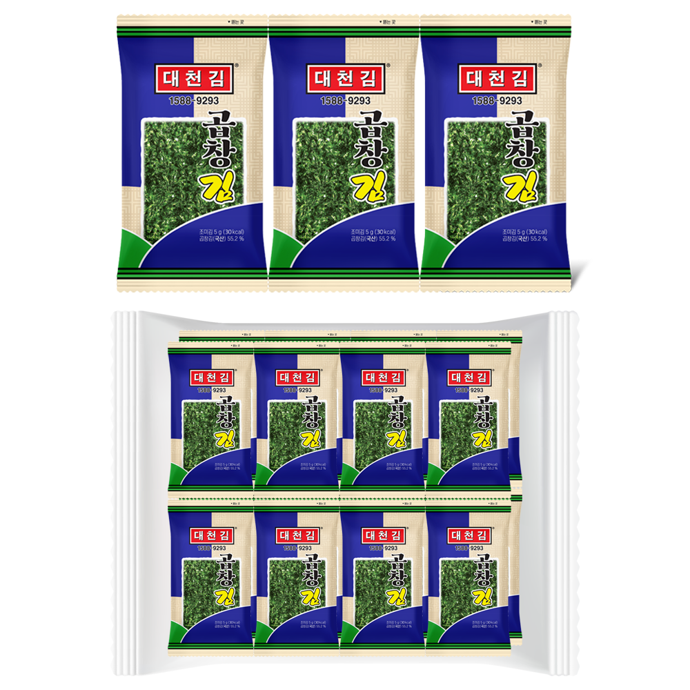 대천김 곱창도시락김 5g 32봉 : 대천김주식회사