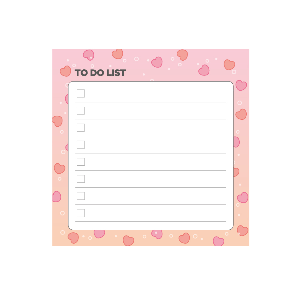 (0012)TO DO LIST(하트) - 90x90 떡메모지 요일표 체크리스트 플래너 : 프린트하우