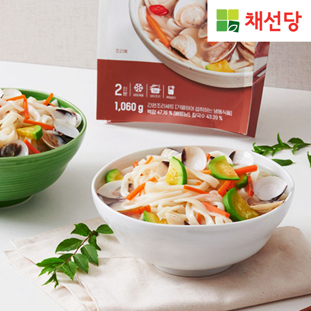 인정식탁 채선당 일품 신선 백합 칼국수 2인분 2팩 3팩 밀키트 캠핑음식 칼국수면 : 인정식탁