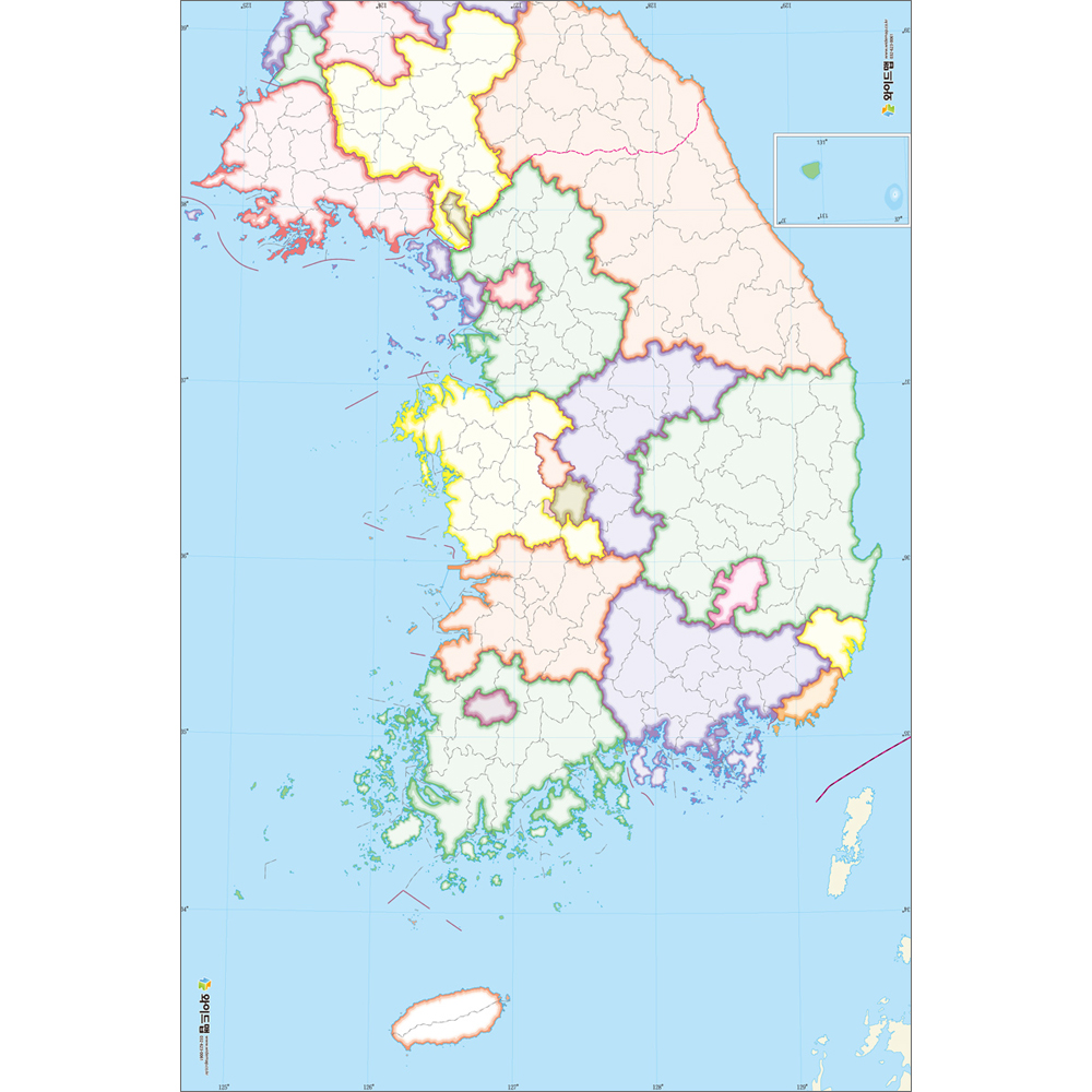 우리나라지도 백지도 대형 70x100cm : 와이드맵