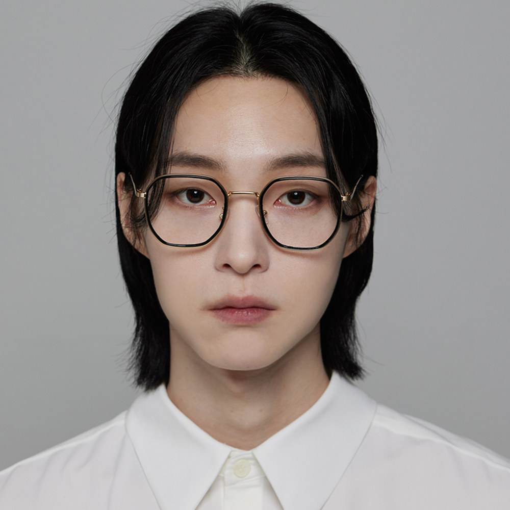 큰사이즈 다각형 메탈 콤비 남자 여자 패션 투명안경테 : 하루홀릭