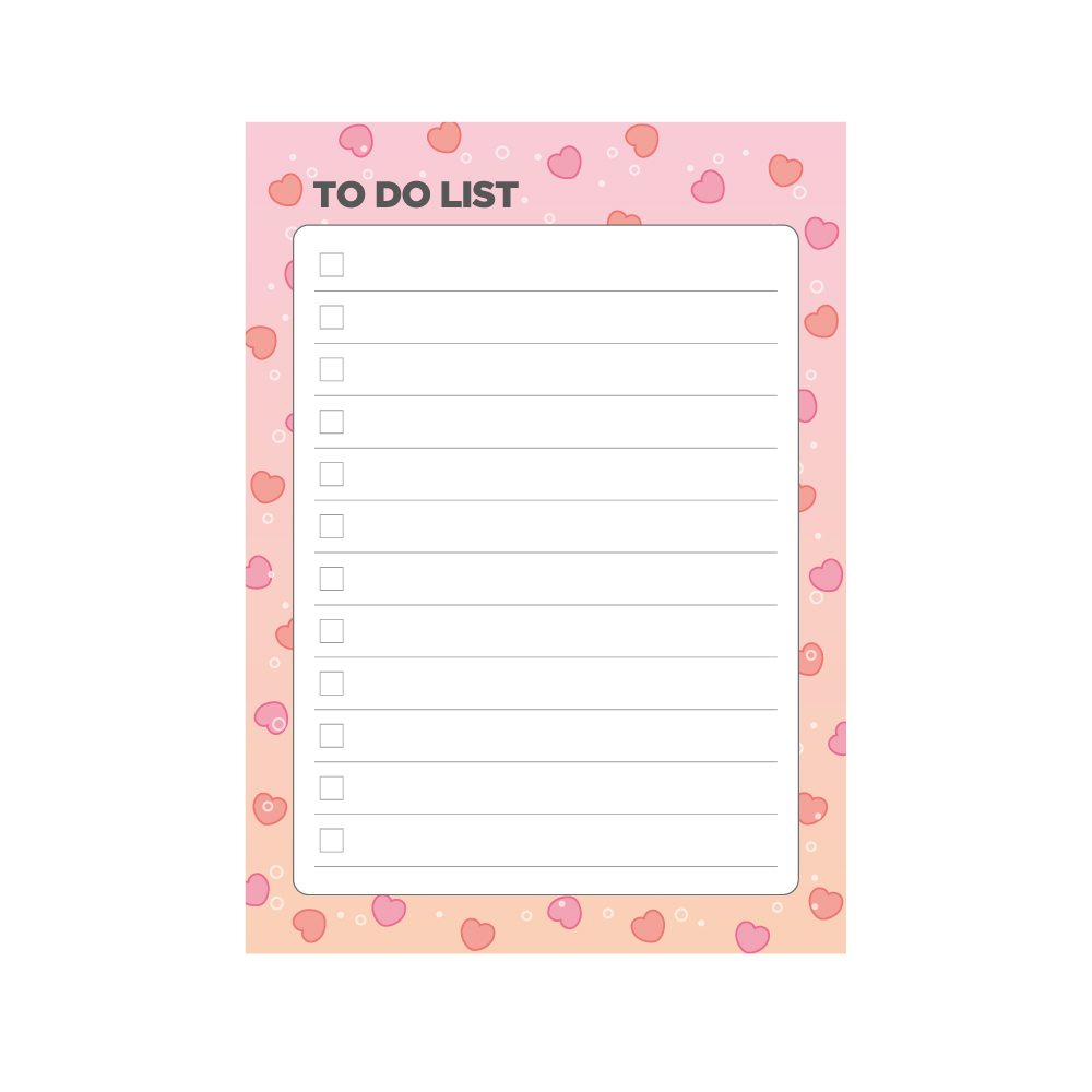(0009)TO DO LIST(하트) - 100x140 떡메모지 체크리스트 : 프린트하우