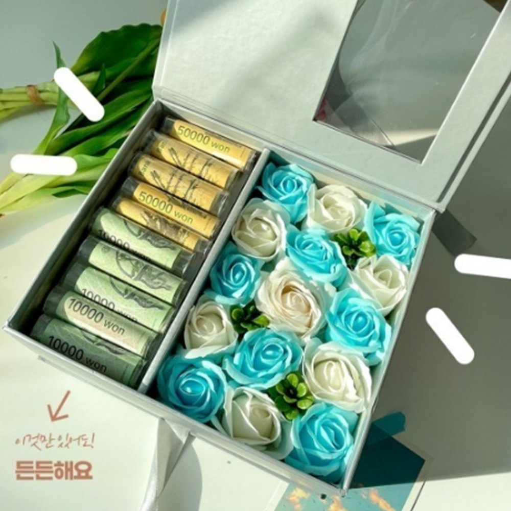 돈다발 케이크 꽃 부모님 아내 칠순 환갑 돈케이크 용돈박스 : 라플몰