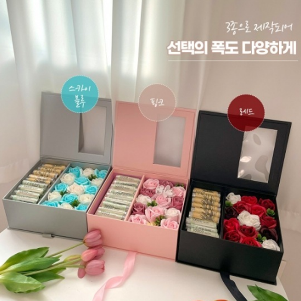 돈다발 케이크 꽃 부모님 아내 칠순 환갑 돈케이크 용돈박스 : 라플몰