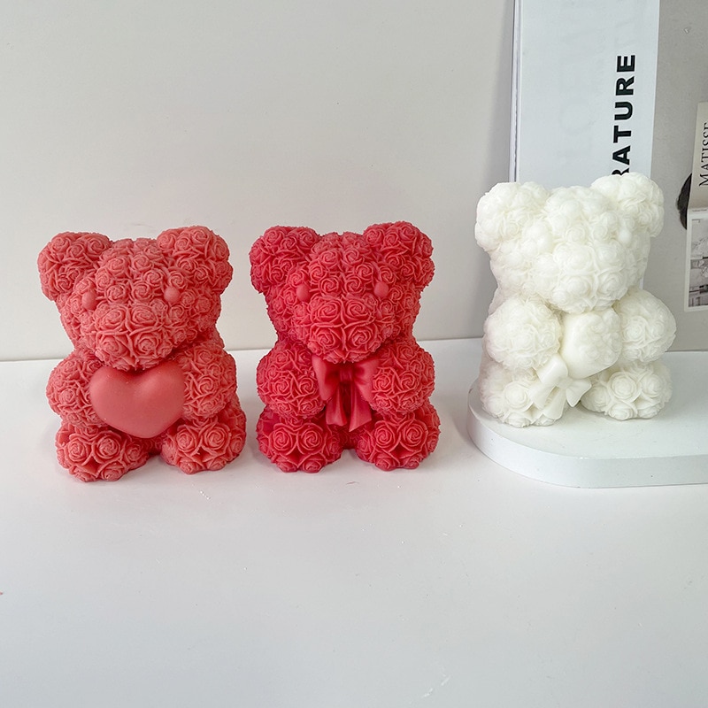 실리콘몰드 DIY 로즈 양초 금형 꽃 사랑 장미의 곰 초콜릿 캔디 케이크 장식 결혼식 : 가로수-1