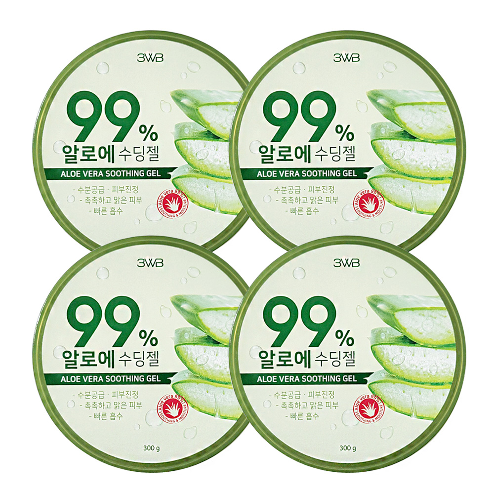 3WB 알로에 수딩젤 300ml 4개 대용량 수딩겔 수분 진정 미백 알로에베라 : 희망메디