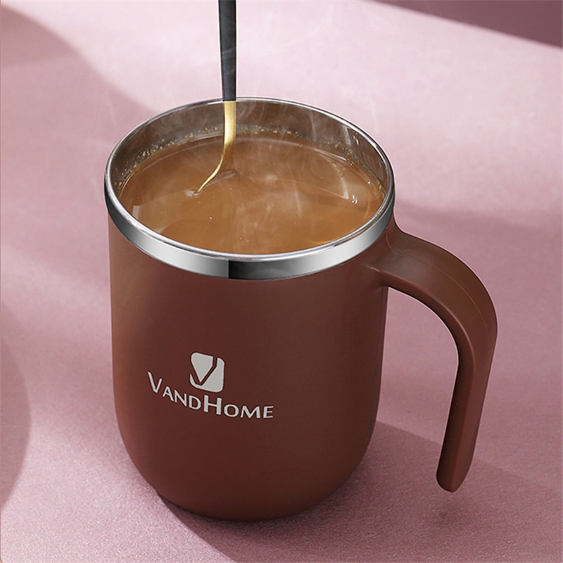 보온 Coffee 스테인리스 대형 이중 벽 캠핑 맥주 머그잔 뚜껑 손잡이 포함 : 가로수-1